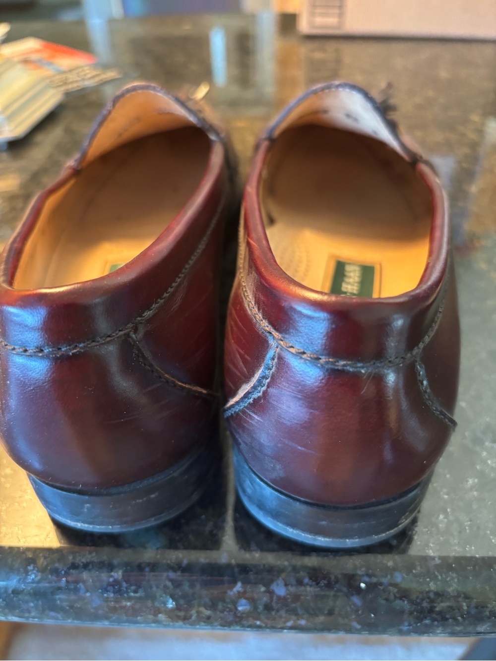 Cole Haan Men's Burgundy Leather Tassel Loafers - Picture 3 of 5